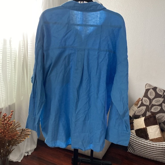 Abercrobie & Fitch Oversized Long Sleeve Linen Cotton Button Up Shirt (I - 9 ) - Picture 3 of 5